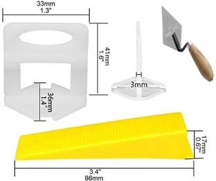 SUNELITE Premium Quality Tile Leveling System Wall Floor Spacer Tile Levelling Tools, 100 Wedge and 200 Clips 3mm Lever Tool