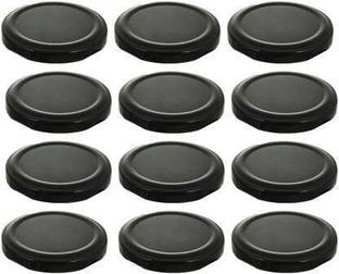 JIGSHTIAL 63mm Lids For Glass Jars,Rust-proof, LeakProof Airtight Metal Cap (12PCS-BLACK) 2.48 inch Lid Set, Pack of 12