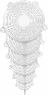 SBJS Set of 6 Silicone Stretch Lids Reusable Flexible Covers for Rectangle, Round, Square Bowls 2.6 inch, 3.8 inch, 4.5 inch, 5.7 inch, 6.8 inch, 8.3 inch Lid Set, Pack of 6