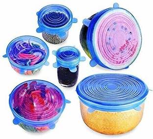 DOMUM Silicon lids for Containers Stretch and Seal Lids, Silicon Food wrap for Bowl - Set of 6 with Various Sizes 2.6 inch, 3.8 inch, 4.5 inch, 5.7 inch, 6.5 inch, 8.3 inch Lid Set, Pack of 6