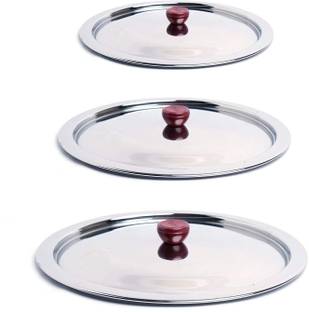 PRV Steel Lids with Knob, Set of 3 (Size 2- 21cm, Size 3- 24cm & Size 4- 26.5cm) 8.3 inch, 9.4 inch, 10.4 inch Lid Set, Pack of 3