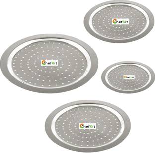 Chefkit Stainless Steel Cover Lid with Holes | Ciba Tope Lids/Jali/Net Cover For Pots 8 inch Lid Set, Pack of 4