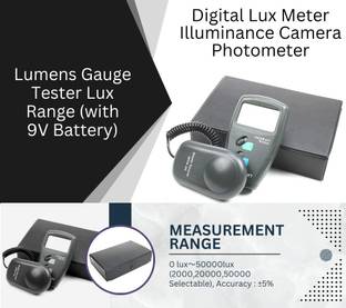 BALRAMA Digital Lux Meter LX-1010B Camera Photometer Light Meter Tester New 3 Range 50,000 Lumens Gauge Tester Tool with Large LCD + Battery + Care Box for Light Meter