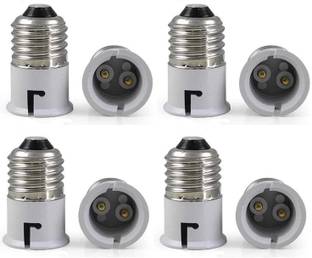 M2 LOOK E27 to B22 Bulb Convertor Lamp Base Socket, Bulb Adapter – White (Pack of 8 Pc) Plastic Light Socket