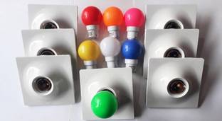 Mvalley Modular 4x4 Bulb Holder with zero watt Different Color Bulbs Brass Light Socket