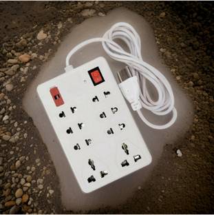 TOOLART Pin Extension Cord 8 Socket Extension Boards (White, 2 m) ima74 8 A Two Pin Socket