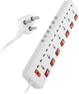 Syspro 7 Socket Extension Board With 2 Yard Long Wire Fuse LED Indicator Plastic Light Socket