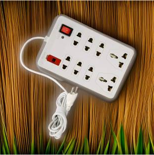 TOOLART Pin Extension Cord 8 Socket Extension Boards (White, 2 m) rja62 8 A Two Pin Socket