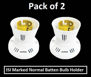 Sauran Pack of 2 ISI Marked Normal Batten Bulb Holder (EAP168.1) Plastic Light Socket