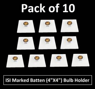 Sauran Pack of 10 ISI Marked Batten Plate Holder (EAP170.3) Plastic Light Socket