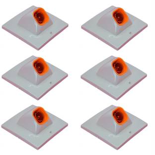 Prop It Up DECORATIVE SQUARE ANGLE FANCY BULB BUTTON HOLDER WALL White\Orange Plastic Plastic, Brass Light Socket