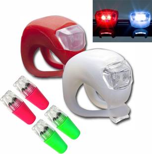 DSTECHBAR Cycle Light Handle Bar 3 Modes with Wheel Light LED Light Silicon Bright Light LED Front Rear Light Combo