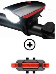 SPOKEFOX INTERNATIONAL USB Rechargeable Cycle Horn LED Light with USB Rechargeable Cycle LED Taillight LED Front Rear Light Combo