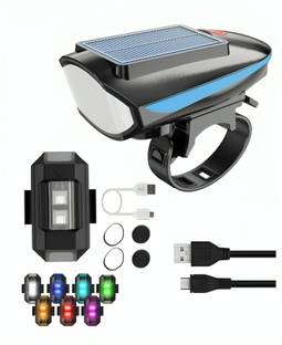 HAPPYRIDER Bicycle Combo Of Solar and USB Front Cycle Light Back Tail/Helmet Light Bell