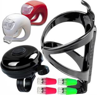 Onbicle Bicycle Light Handle Bar 3 Modes, Bell, Bottle Holder, Cycle Wheel Light (Combo) LED Front Rear Light Combo