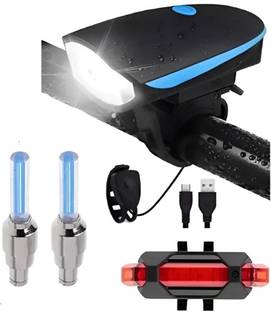 HAPPYRIDER Bicycle Combo Of Front Cycle Light Back Tail Light And Tyre Valve Light LED Front Rear Light Combo