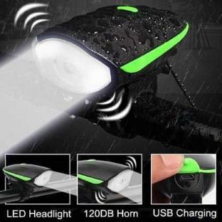 Rebound Rechargeable Bike/Cycle Super Bright Light & Horn with 5 Different Horn Modes LED Front Light