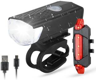 Fitness Scout USB Rechargeable Bike LED Headlight & Tail light Set Combo LED Front Rear Light LED Front Rear Light Combo