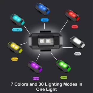 ABC AMOL BICYCLE COMPONENTS Universal Safety Small Light 7 Colors, 30 Modes, Cycle, Helmet Light LED Helmet Strip Light