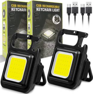 Korangas Small LED Flashlight 500 Lumens COB Rechargeable Keychain Flashlight Pack Of 2 LED Front Light