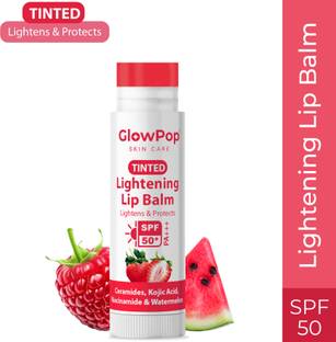 GlowPop Lightening Tinted Ceramide Lip Balm with SPF50 PA+++ -Kojic Acid & Niacinamide Raspberry