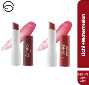 MARS Aqua Splash Tinted Lip Balm Enriched with Shea Butter| Non-Sticky & Moisturizing Lichi + Watermelon