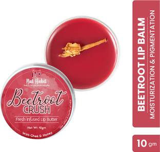 Nat Habit Beetroot Lip Balm for Lip Lightening, Lip Mask for Dark Lips | Natural, Ayurvedic Lip Care | Fresh Kitchenmade, Desi Ghee, Raw Honey, Shea, Beetroot, Vitamin E | Express Dry Lips Repair, 10g Beetroot