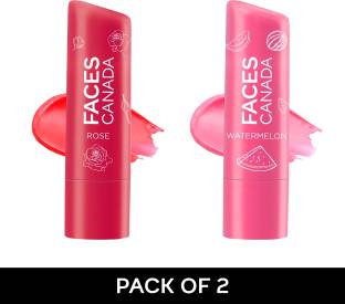 FACES CANADA Color Tinted Lip Balm | Combo of 2 | Watermelon + Rose Petal