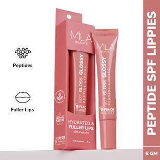 MILA BEAUTÉ Peptide Infused Gloss Lip Balm With Hyaluronic Acid & Vitamin E Peach Sharbat