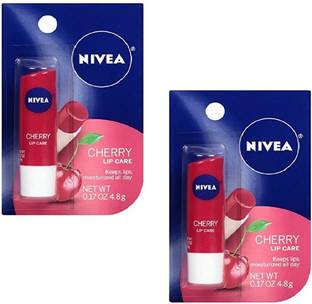NIVEA Shine Caring Lip Balm Cherry ( 2 Pc x 4.8 gm ) Chery Shine