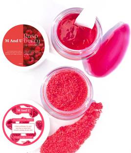 M and U Raspberry Lip scrub and mask combo for tanned, Pigmented, chapped, darkened lips Raspberry