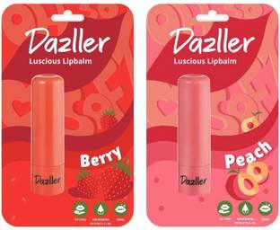 Dazller Luscious Lipbalm|Soothes & Nourishes|Glossy Tint for Soft Lips All Day (Berry, Peach)