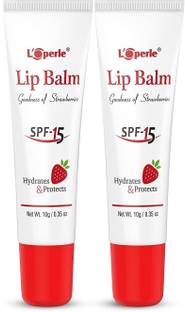 LOPERLE Lip Balm With Goodness Of Strawberries & SPF-15, 100% Active Natural Ingredients, Protect & Hydrate your Dry, Chapped & Craked Lips Strawberry
