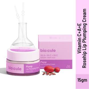 biocule 100% Natural Vitamin C Strawberry Plump Lip Plumping Cream for Glowing Lips Strawberry, Almond, Hibiscus