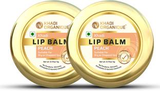 khadi ORGANIQUE Peach Lip Balm No Chemicals 100 % Organique 5 gm (pack of 2) Peach