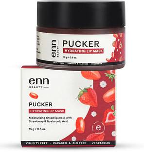 ENN Pucker Hydrating Tinted Lip Mask For Dark & Damaged Lips With Hyaluronic Acid Strawberry