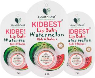 HealthBest Kidbest Lip Balm for 3-13 Years Kids | Each 7g (Pack of 3) Watermelon