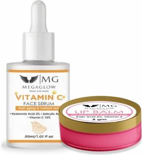 MEGA GLOW Vitamin C Face Serum (30ml) & Moisture Rich Lip Balm (5gm) combo pack Strawberry, Vitamin C
