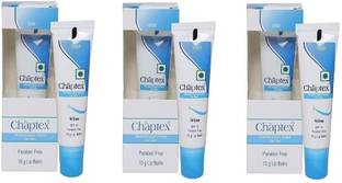 Chaptex Lip Balm EACH 10g (Pack Of 3) Spf 15 - Moisturizing, Paraben Free, Matte,white non-irritating fragrance
