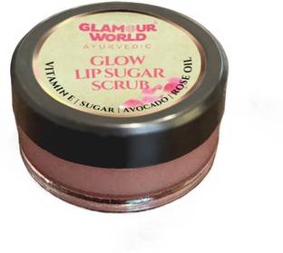 Glamour World Ayurvedic Glow Lip Sugar Scrub; Lip Scrubber Enriched with Vitamin E, Avocado, Rose Oil Rose