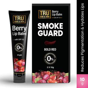 TRU HAIR & SKIN Smoke Guard Lip Balm for Men's Dark Lips| SPF 15 Protection and Hydration | Berry