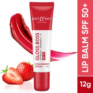 डॉट एंड की ग्लॉस बॉस टिंटेड लिप बाम SPF 30 I विटामिन C E I 12g - स्ट्रॉबेरी क्रश स्ट्रॉबेरी
