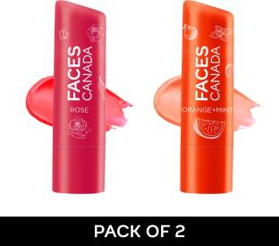 FACES CANADA Lip Balm Combo of 2 | Orange Mint + Rose Petal Orange Mint + Rose Petal
