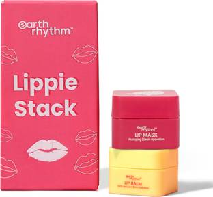 Earth Rhythm Lip Care Gift Kit with Lip Balm: Vanilla & Grapeseed Oil, Lip Mask: Pomegranate & Shea Butter