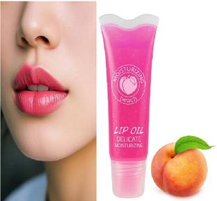 nuvya Radiant Gloss Lip Oil Collection with Glitter Infused Hydrating Tint Peach
