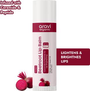 Aravi Organic Tinted Lip Balm With SPF 50 PA+++ -Kojic Acid & Ceramide - For Lip Brightening Tinted