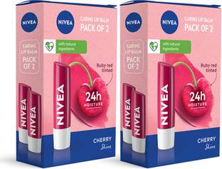 NIVEA Cherry Fruity Shine Lip Balm Cherry Pack of 4 Cherry