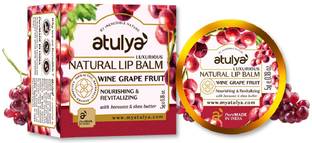 Atulya Wine Grape Fruit Natural Lip Balm With Bees Wax and Honey Natural