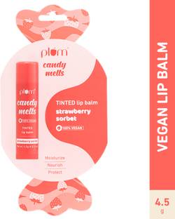 Plum Candy Melts Strawberry Sorbet Tinted Lip Balm | Hydrates Dry & Chapped Lips Strawberry Sorbet