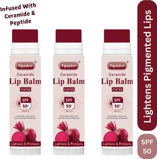 Famire Tinted Lip Balm With SPF 50 PA+++ -Kojic Acid & Ceramide - For Lip Brightening Beetroot